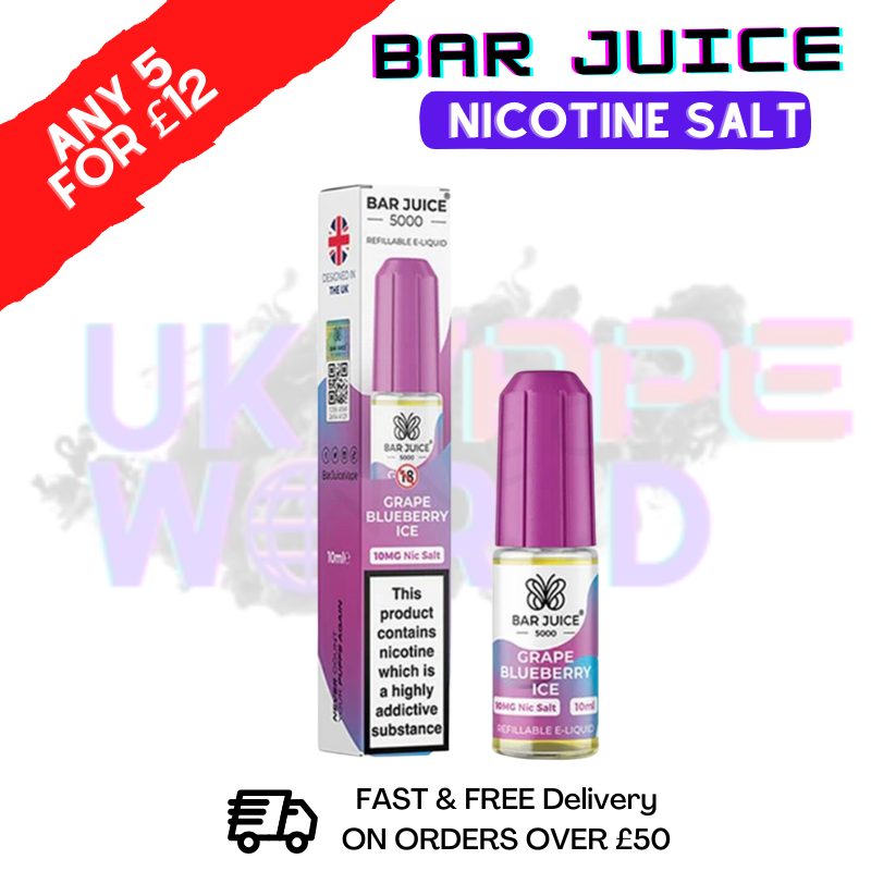 Bar Juice 5000 Nicsalt E-Juice Grape Blueberry ICE Flavour - ukvapeworld