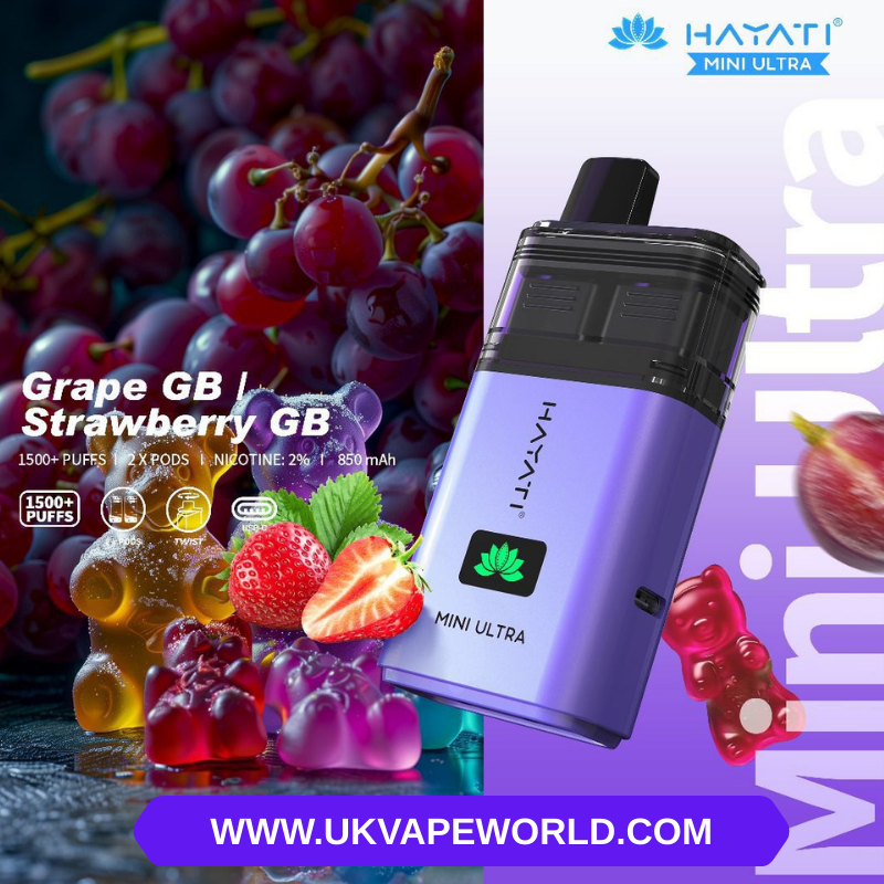 Shop Grape Gummy Bear Hayati Mini Ultra 1500 Puff Twist Prefilled Bar - UK Vape World