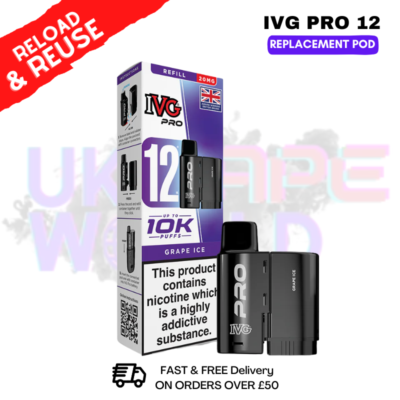 Grape ICE IVG Pro 12 REFIL Pod Pack - ukvapeworld