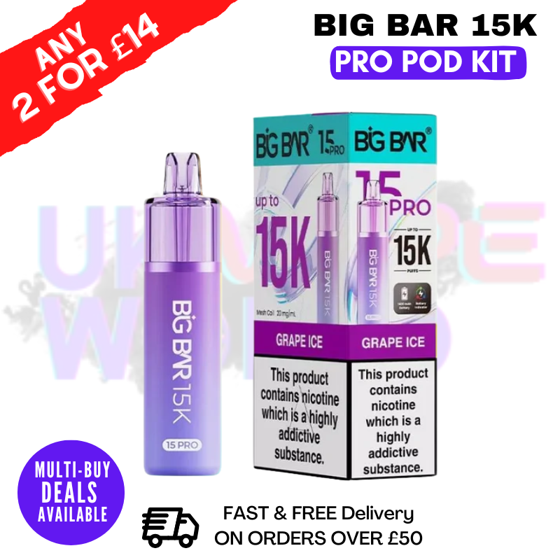 Grape Ice Big Bar 15K Prefilled Pod Kit - £7.89 - ukvapeworld
