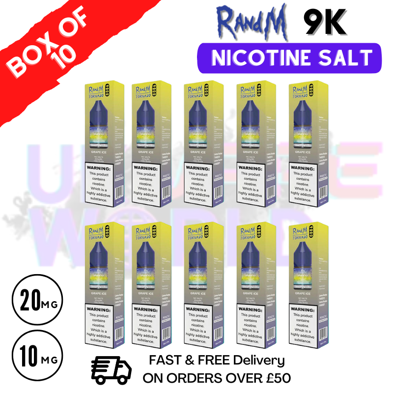 Grape Ice RandM 9000 Tornado Nic Salt Pack / Box of 10 - £16.99