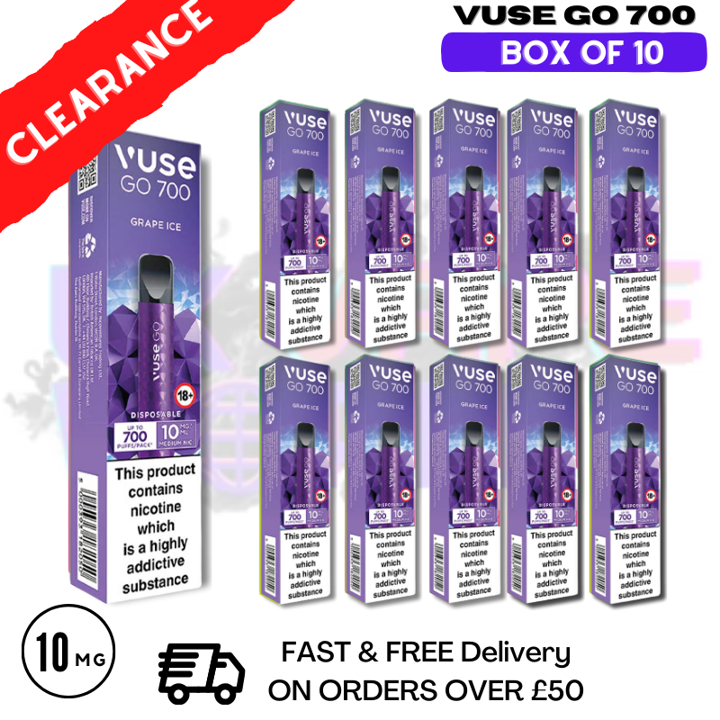Shop Grape Ice (10MG) - VUSE GO 700Puff Box of 10 - UK Vape World