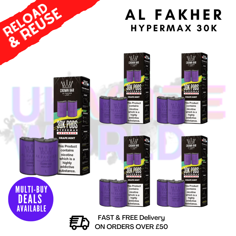 Grape Mint AL Fakher 30K Box Of 5 Replacement Pods - ukvapeworld