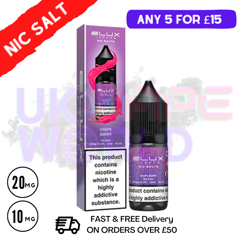 Grape Berry Elux Legend Nic Salt 10ML eLiquid | ANY 5 FOR 12 Grape Berry Elux Legend Nic Salt 10ML eLiquid | ANY 5 FOR 12