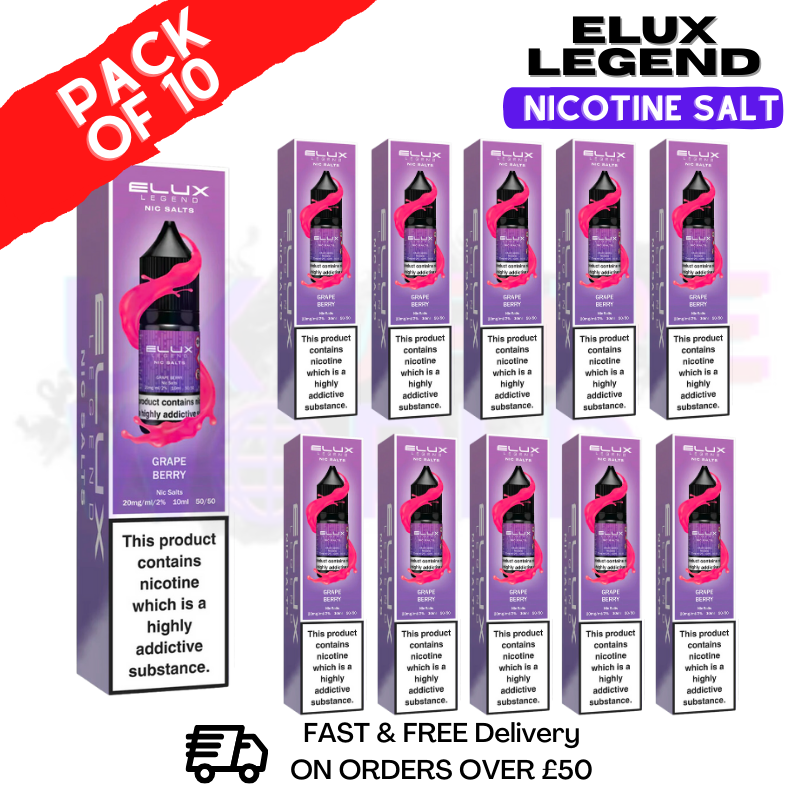 Shop Grape Berry Elux Legend Nic Salt BOX OF 10 - UK Vape World