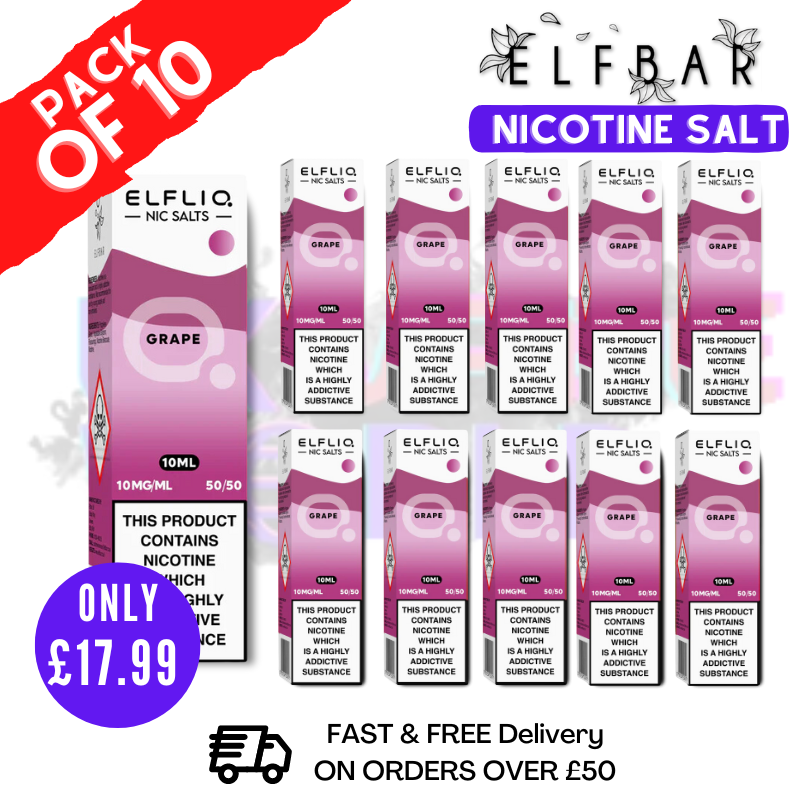 Shop Grape ElfLiq Nic Salt BOX OF 10 - ONLY £17.99 - UK Vape World