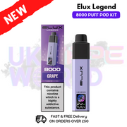 Grape Elux Legend 8000 Puff Pod Kit  - UK Vapeworld