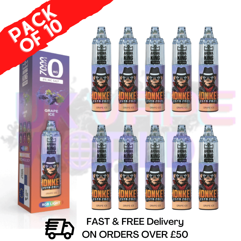 Grape ICE - AROMA KING 7000 Puff (0MG) Pack Of 10 - UK Vape World