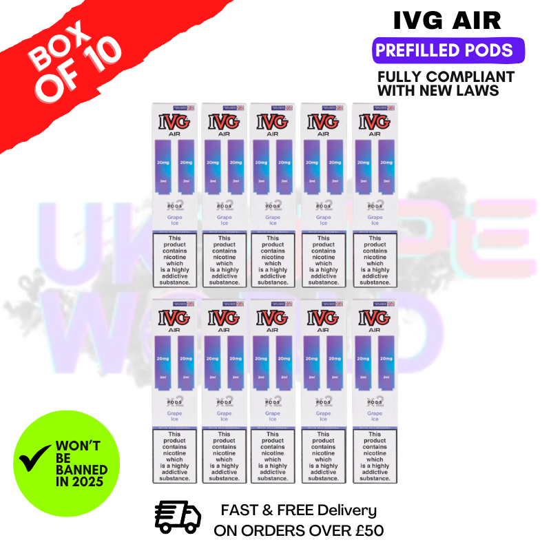 Shop Grape ICE IVG AIR Prefilled Pod Box Of 10 - UK Vape World