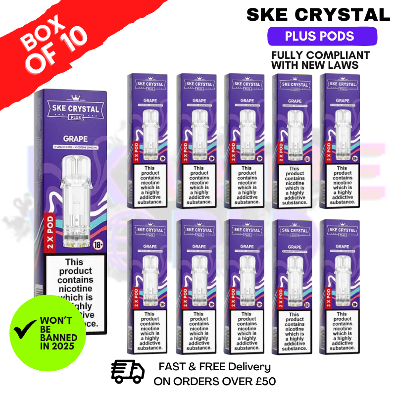 Shop Grape SKE Crystal Plus Prefilled Pod Box Of 10 - UK Vape World