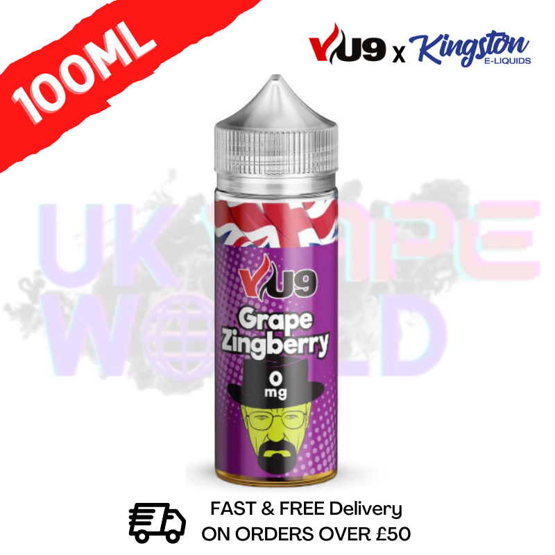 Grape Zingberry Shortfill Juice 100ML Eliquid - VU9 x Kingston - UK Vape World