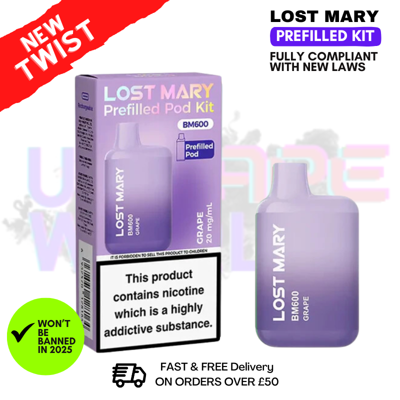 Shop Grape Lost Mary BM600 Prefilled Pod Kit - UK Vape World