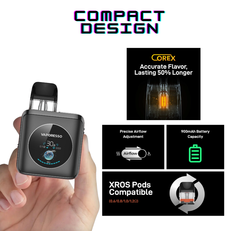 Compact Size Of Nano 4 Graphite Black Vape Kit