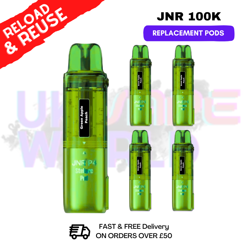 Green Apple Peach JNR 100k Sterllarc Replacement Pods Box Of 5 - ukvapeworld
