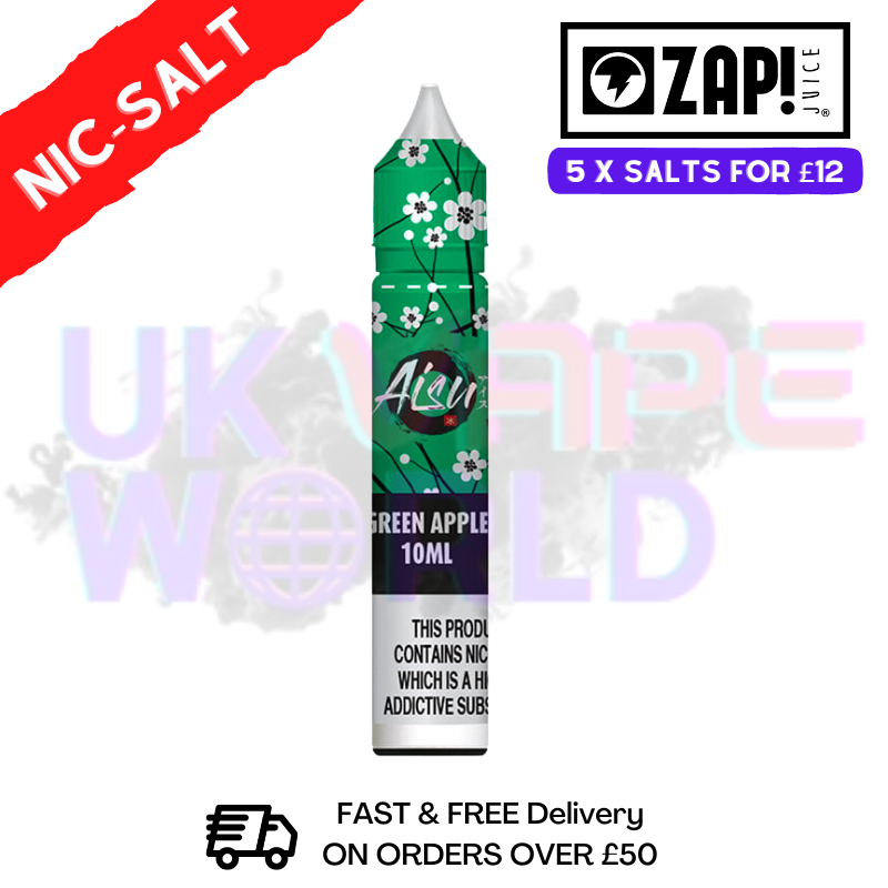 Green Apple AISU Zap Nic Salt E-Juice Nicotine 10ml - UK Vape World