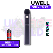 Grey Colour Uwell Caliburn A2 Pod Vape Kit + Free 100ML Eliquid - UK Vape World