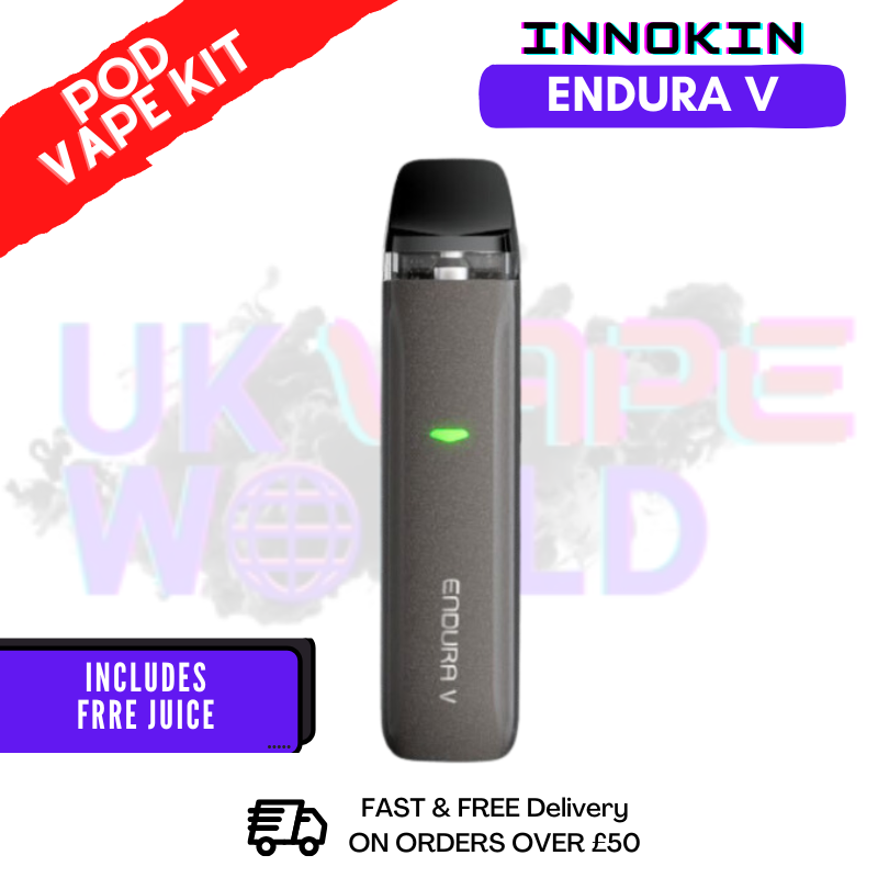 Grey Innokin Endura V Pod Kit + Free 2x Salt - UK Vape World