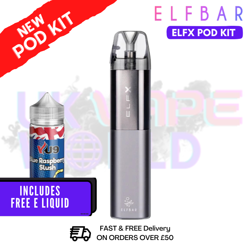 Buy Online Grey Elf Bar ELFX Refillable Pod Vape Kit - UK Vape World