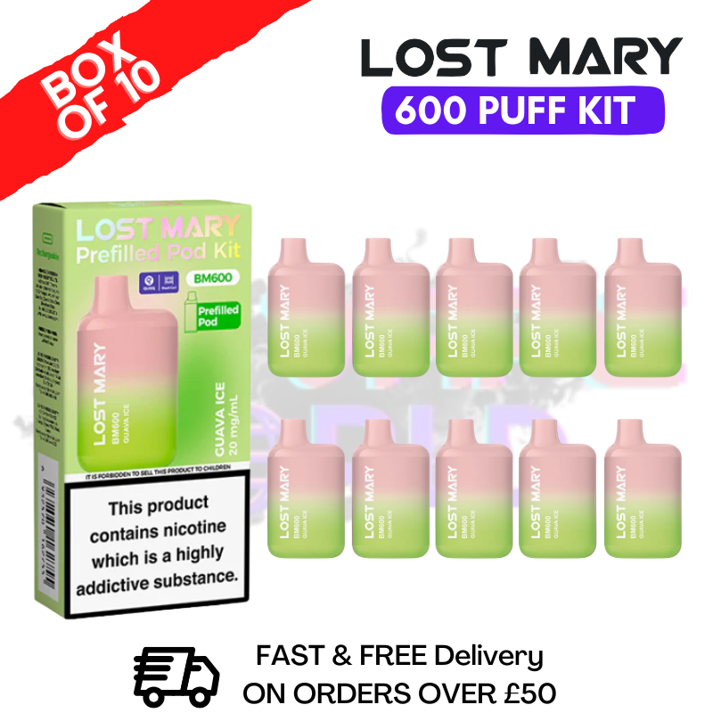 Shop Guava ICE Lost Mary 600 Puff Bars Pack Of 10 BM600 - UK Vape World