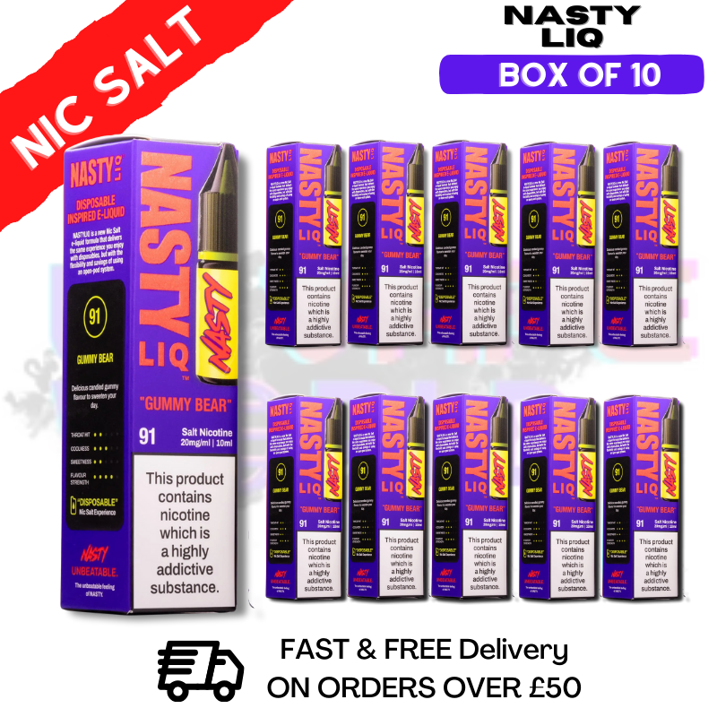 Shop Gummy Bear - NastyLiq Nic Salt Box Of 10 - UK Vape World