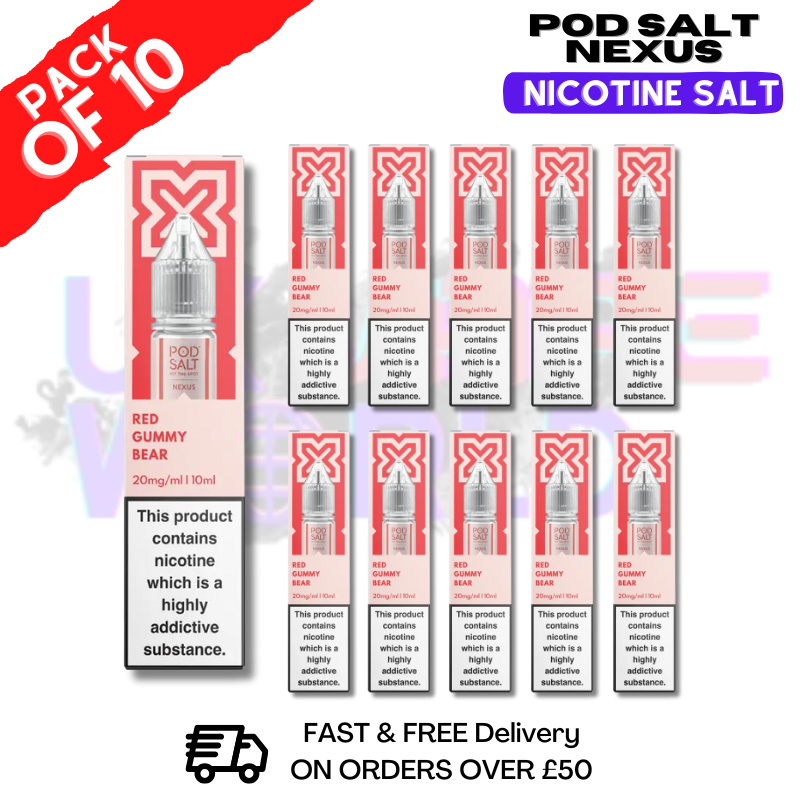 RED Gummy Bear Pod Salt Nexus Nic Salt Box Of 10 RED Gummy Bear Pod Salt Nexus Nic Salt Box Of 10