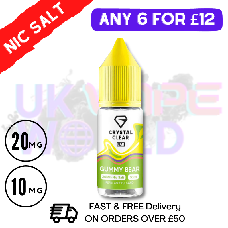 Shop Gummy Bear Crystal Clear Bar Nic 10ML Nicotine Salt eLiquid - UK Vape World