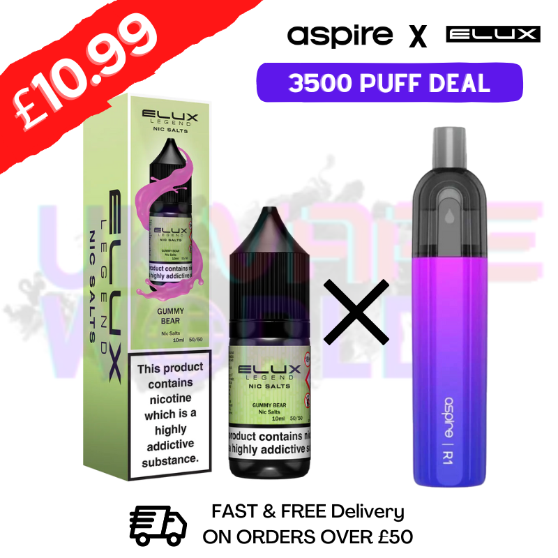 Gummy Bear ELUX LEGEND Salt 3500puff x Aspire Disposble Kit - UK Vape World