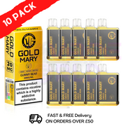 Mr Blue - Gold Mary 600Puff Box of 10 delivers a burst of sweet and tangy mixed berries with an extra hint of aniseed and menthol - UK Vape World