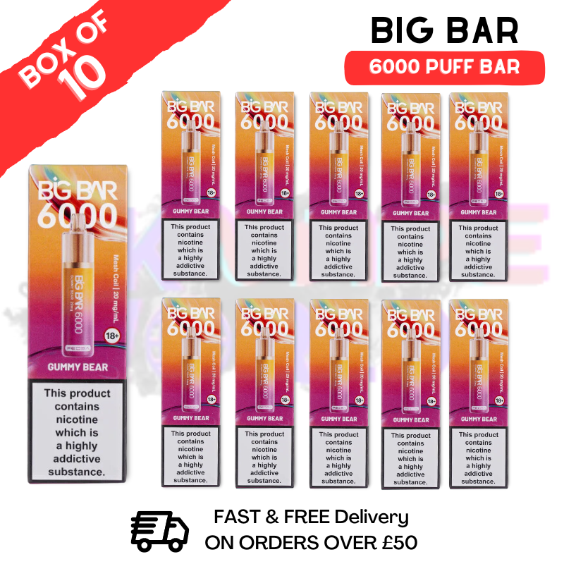 Shop Gummy Bear Feoba Big Bar 6000 Puff 6K Box Of 10 - UK Vape World