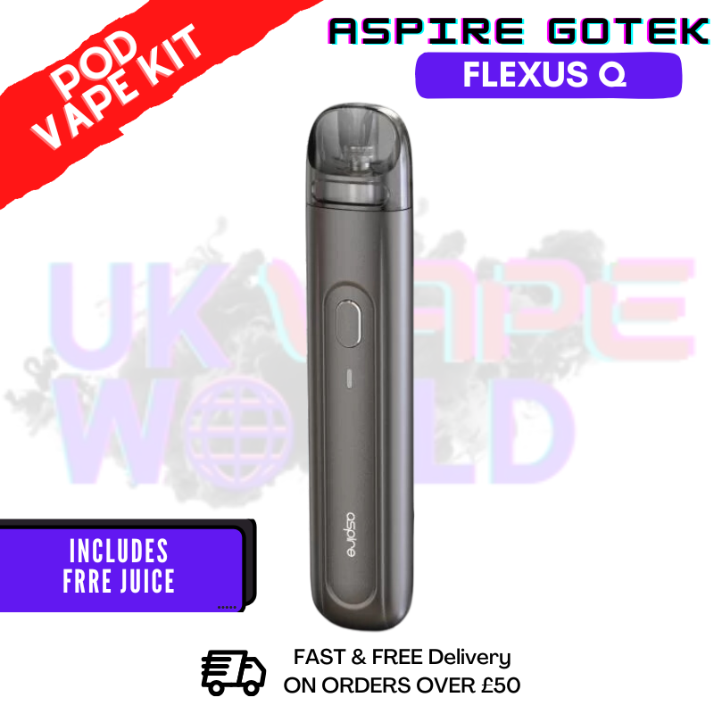 Gunmetal Aspire Flexus Q Pod Kit + Free 2x Salt