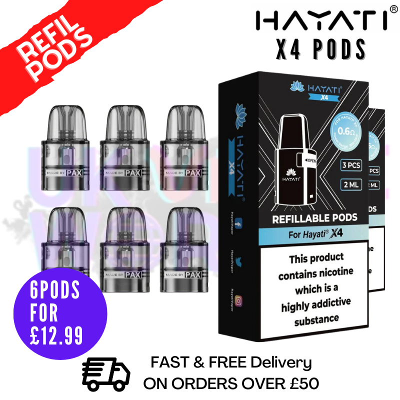 Hayati X4 Replacement Pods | Pack Of 6 | £12.99