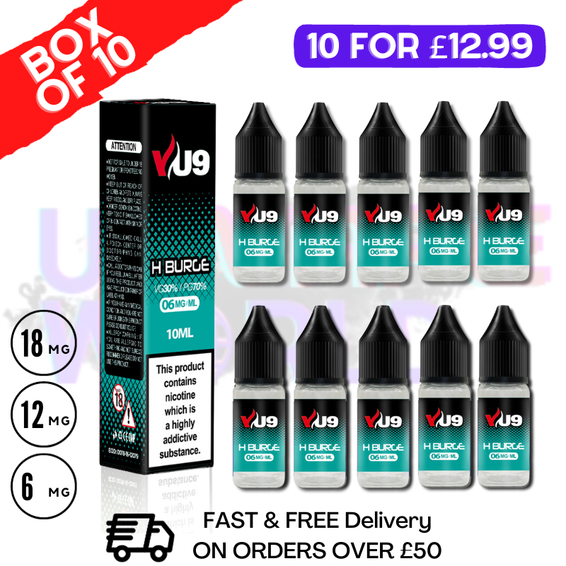 H Burge 10ml E-Liquid VU9 (10X10ML) 100ML EJUICE BUNDLE H Burge 10ml E-Liquid VU9 (10X10ML) 100ML EJUICE BUNDLE