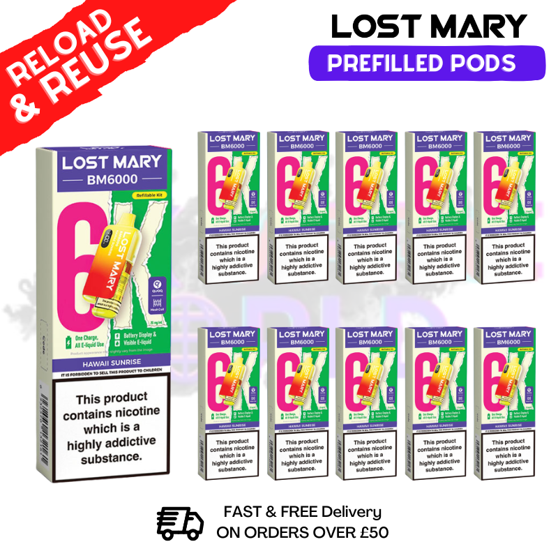 Hawaii Sunrise Lost Mary BM6000 Replacement Pods BOX OF 10