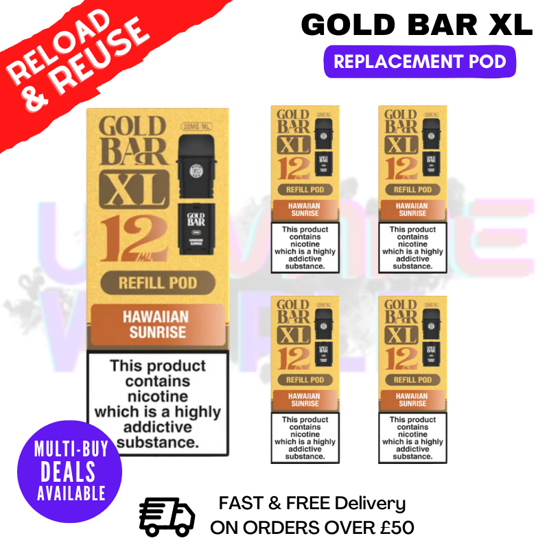 Hawaiian Sunrise Gold Bar XL REFIL Pods Box Of 5 - ukvapeworld