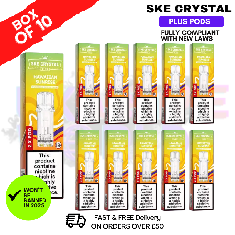 Shop Hawaiian Sunrise SKE Crystal Plus Prefilled Pod Box Of 10 - UK Vape World