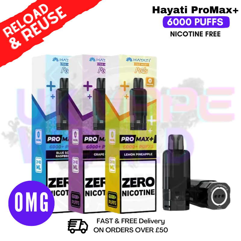 Shop Hayati 6K Refil Pods ZERO NICOTINE - 2 For £12 - UK Vape World