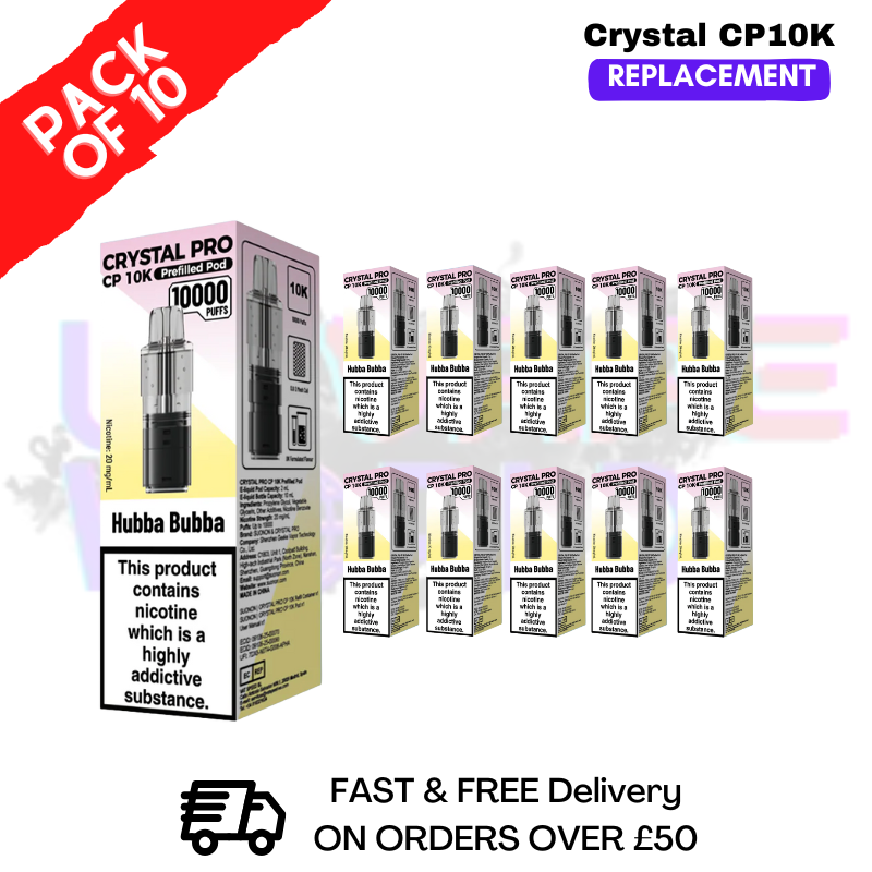 Hubba Bubba Crystal Pro CP 10K Replacement Pods Box Of 5 - ukvapeworld