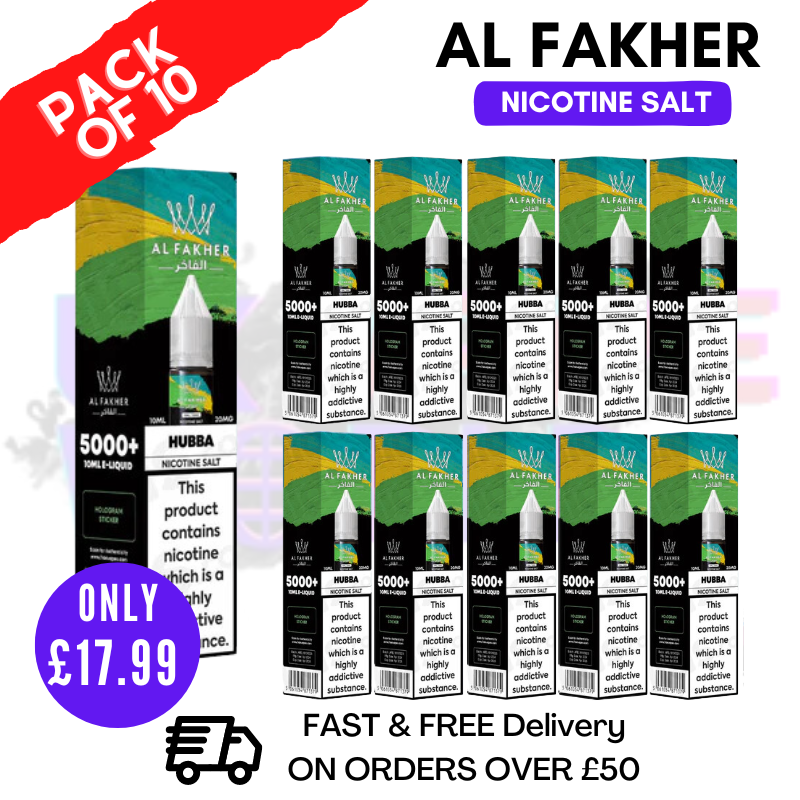 Shop Hubba Al Fakher 5000+ Nic Salt BOX OF 10 - UK Vape World