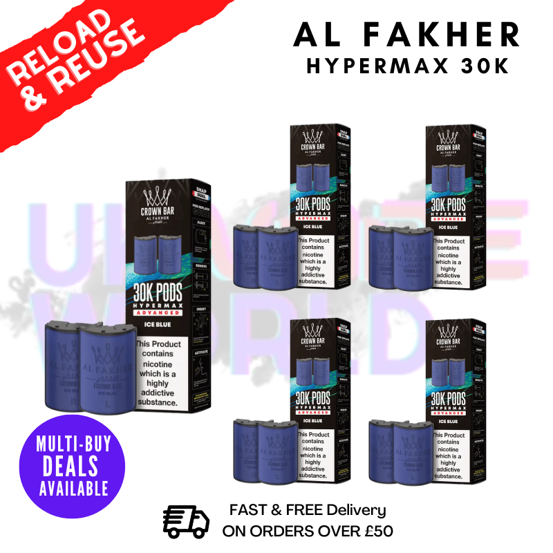ICE Blue AL Fakher 30K Box Of 5 Replacement Pods