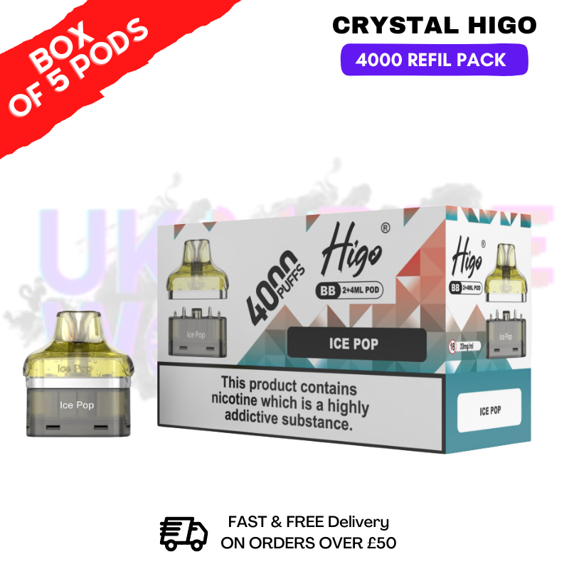 shop ICE POP Crystal Higo 4000 REFIL Pods BOX OF 5 - ukvapeworld