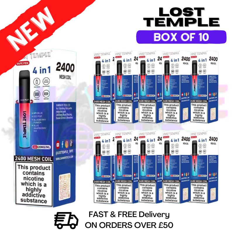 ICE Pop - Lost Temple 2400 Puff Bar Box Of 10 - UK Vape World