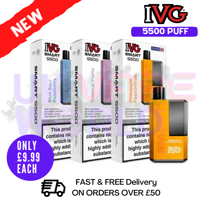 Shop IVG 5500 Smart Puff 5K Bar Disposable Kit ONLY £9.99 - UK Vape World