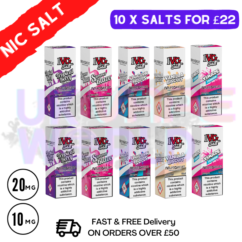 IVG SALT NicSalt E-Juice 10ml - Box Of 10 - UK Vape World
