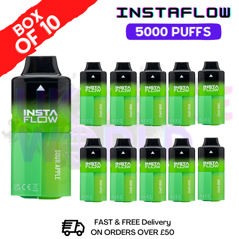 Shop Sour Apple Instaflow 5000 5K Disposable Box Of 10 - UK Vape World