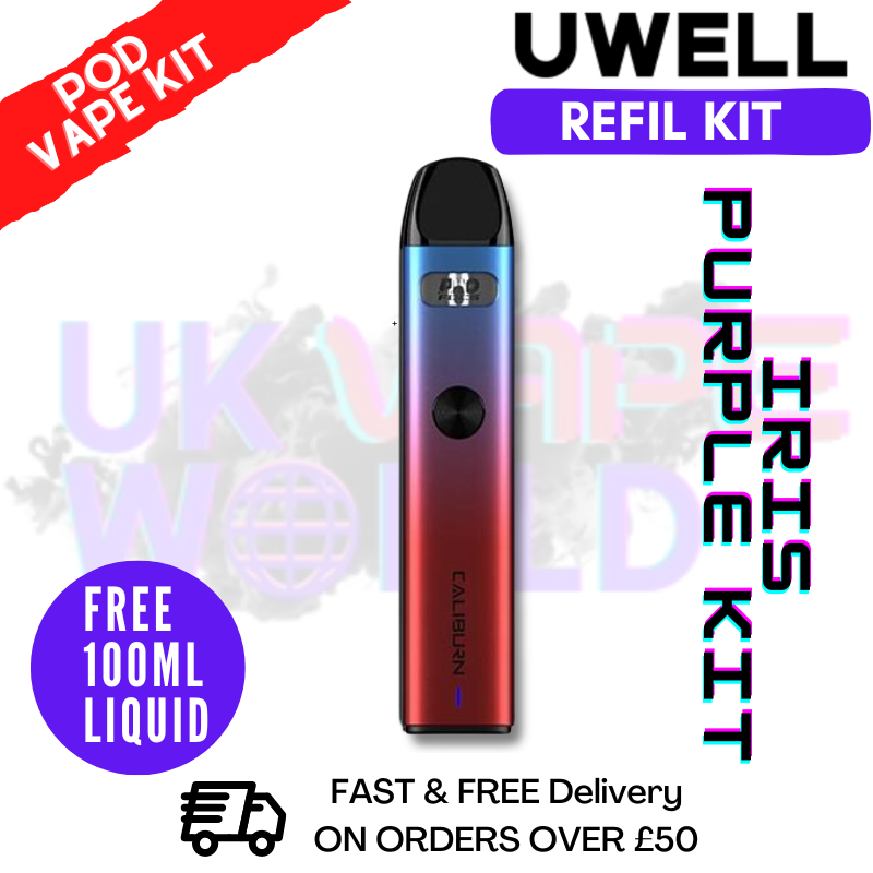 Iris Purple Uwell Caliburn A2 Pod Kit + Free 100ML E Liquid