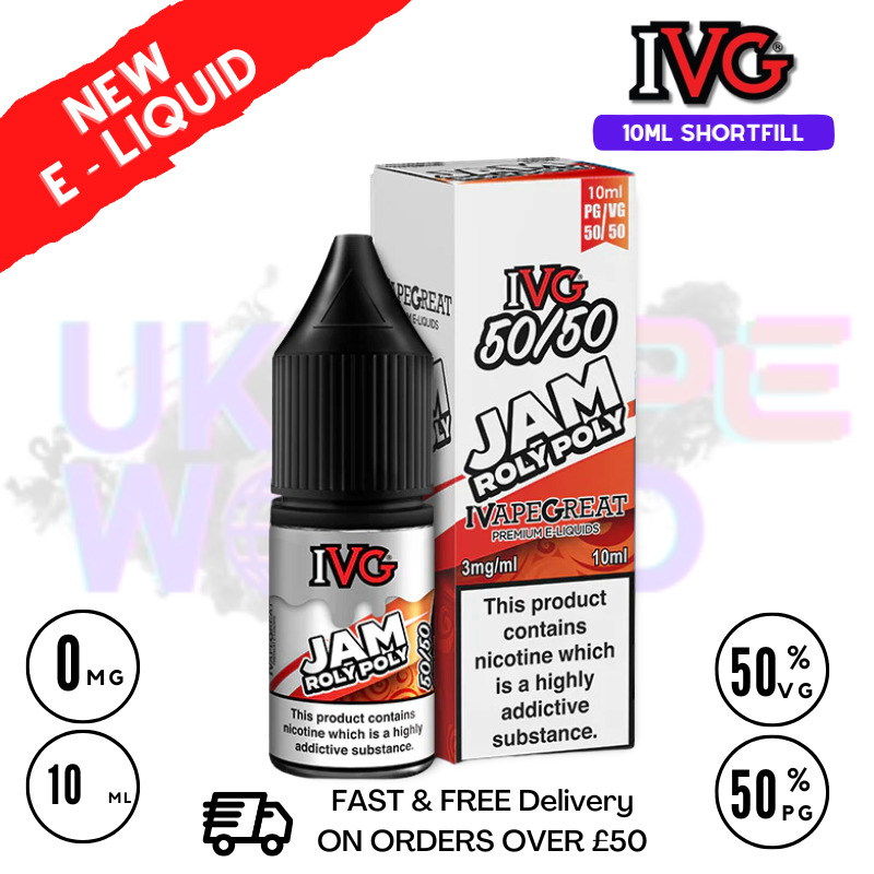 Shop IVG 50/50 Jam Roly Poly 10ml E Liquid - ONLY £1.99 - UK Vape World