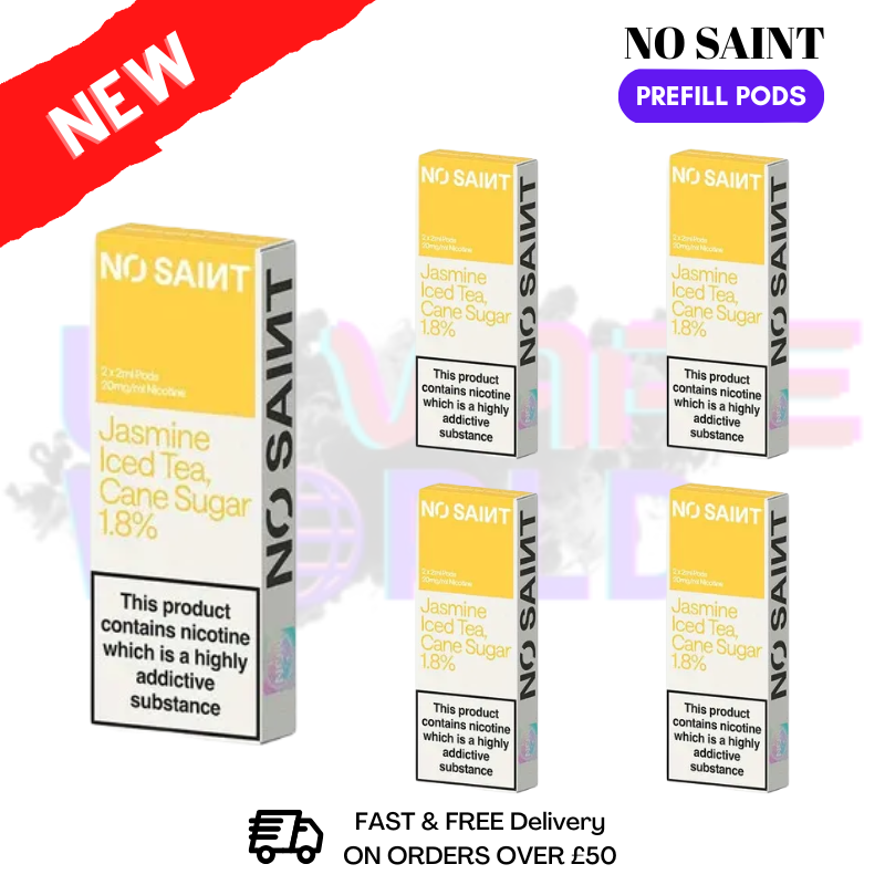 Jasmine Iced Tea Cane Sugar No Saint Prefilled Pods Box Of 5 - ukvapeworld