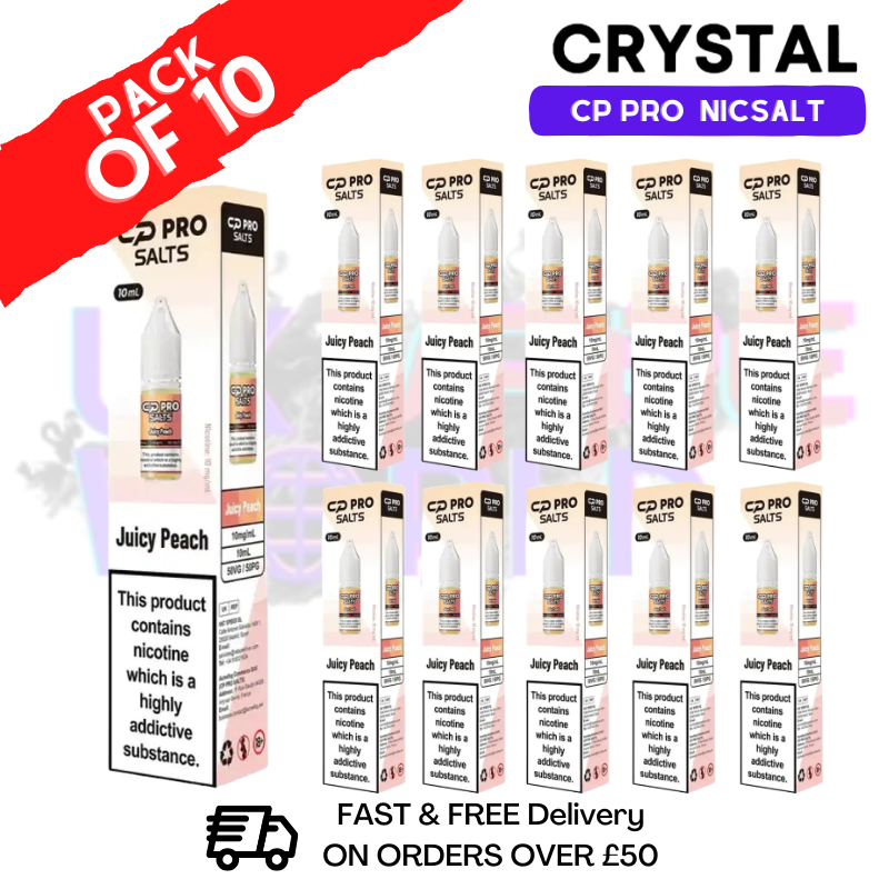 Juicy Peach Crystal CP Pro Nic Salts Box Of 10