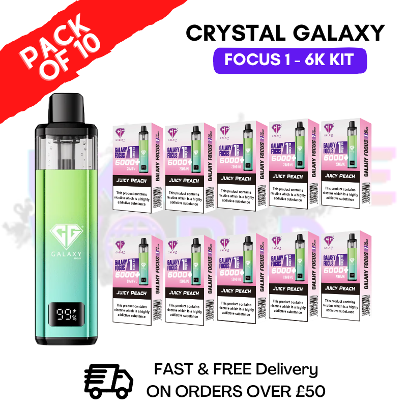 Juicy Peach Crystal Galaxy Focus 6K Kits Box Of 10 - ukvapeworld