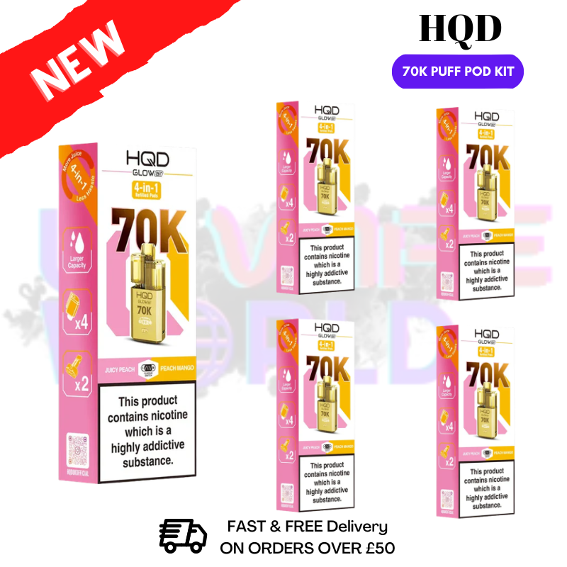 Juicy Peach HQD Glow Air 70k Vape Kit Box of 5 - ukvapeworld